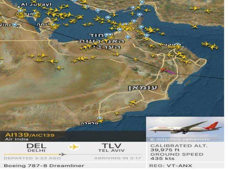 AIr-India flight passed Saudi air space and landed in Israel